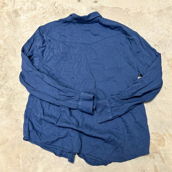 Lucky Brand Washed & Worn Western Shirt XL Blue Long Sleeve Button Down‎ - Picture 10 of 10